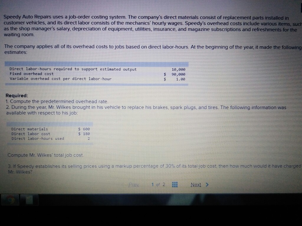 Solved Speedy Auto Repairs uses a joborder costing system.