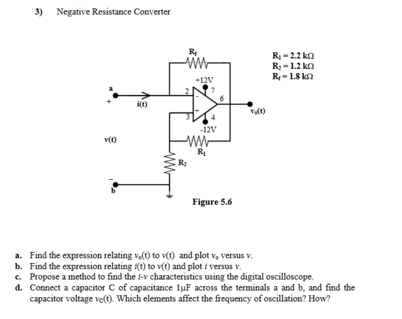 Solved Negative Resistance Converter Find the expression