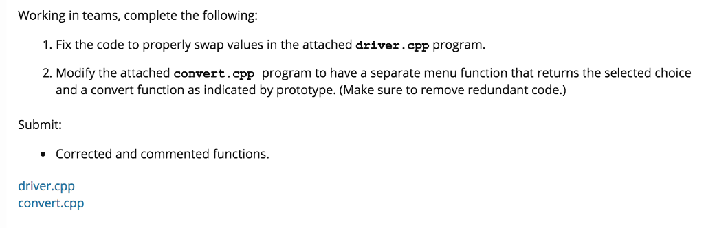 Solved Working In Teams Complete The Following 1 Fix The Chegg Solved working in teams complete the following 1 fix the chegg