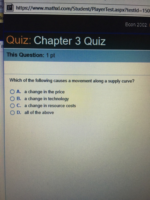 Solved which of the following causes a movement along a | Chegg.com