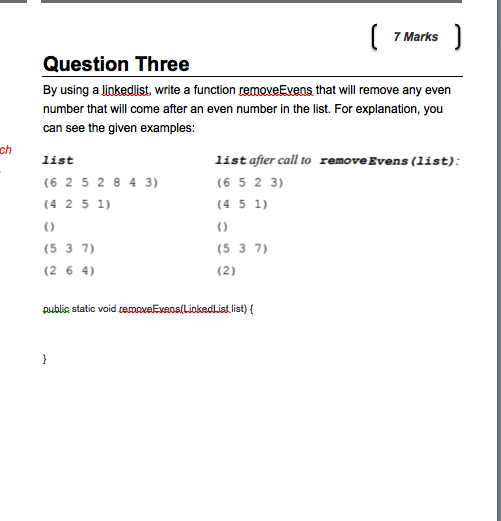 Solved 7 Marks Question Three By using a linkedlist, write a | Chegg.com