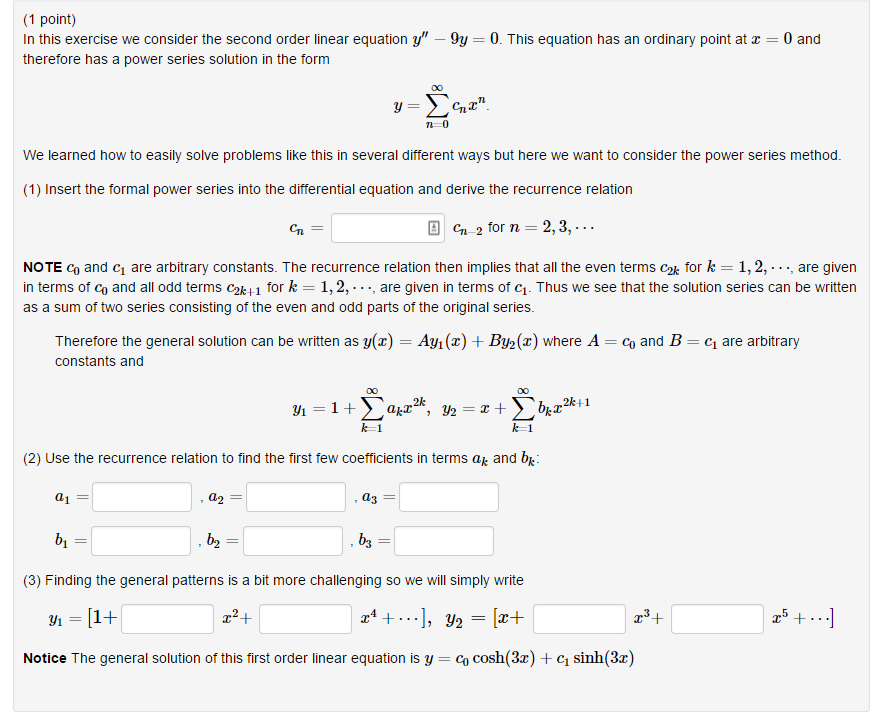 Solved In this exercise we consider the second order linear | Chegg.com