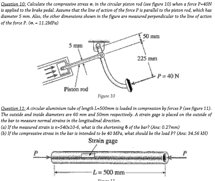 Solved Calculate the compressive stress sigma _c in the