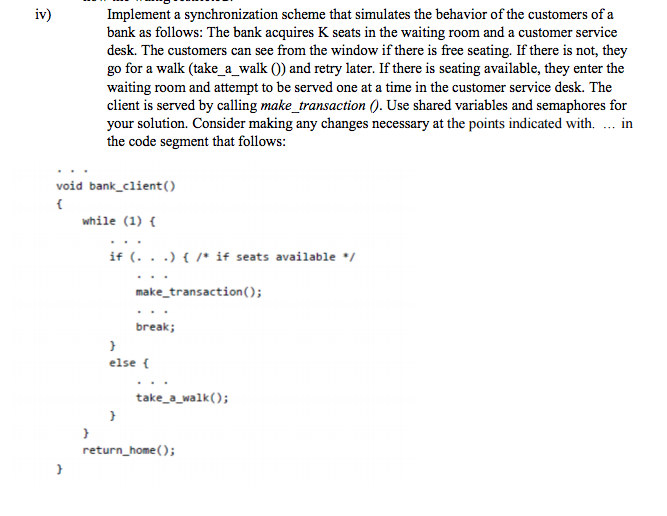 Solved Implement A Synchronization Scheme That Simulates The | Chegg.com