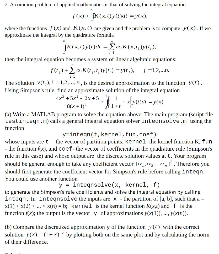 2. A common problem of applied mathematics is that of | Chegg.com