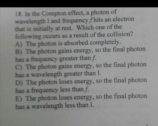 Solved In The Compton effect, a photon of wavelength 1 and | Chegg.com