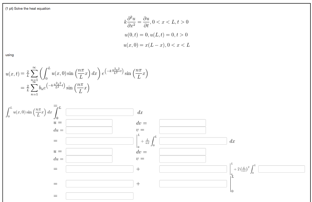 Solved Solve the heat equation d partial differential^2 | Chegg.com