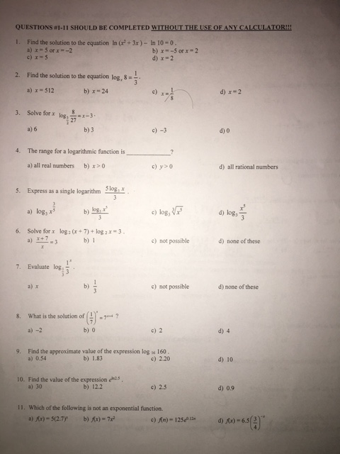 Solved Solve the following equations: Remember that the | Chegg.com