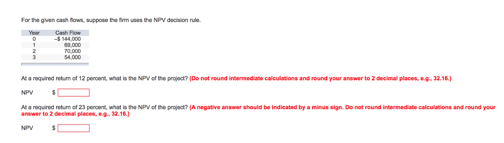 Solved For the given cash flows, suppose the firm uses the | Chegg.com