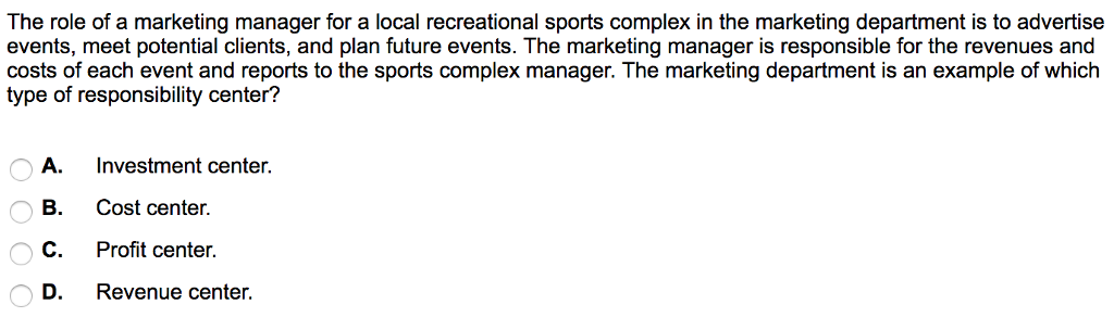 Solved The Role Of A Marketing Manager For A Local Chegg