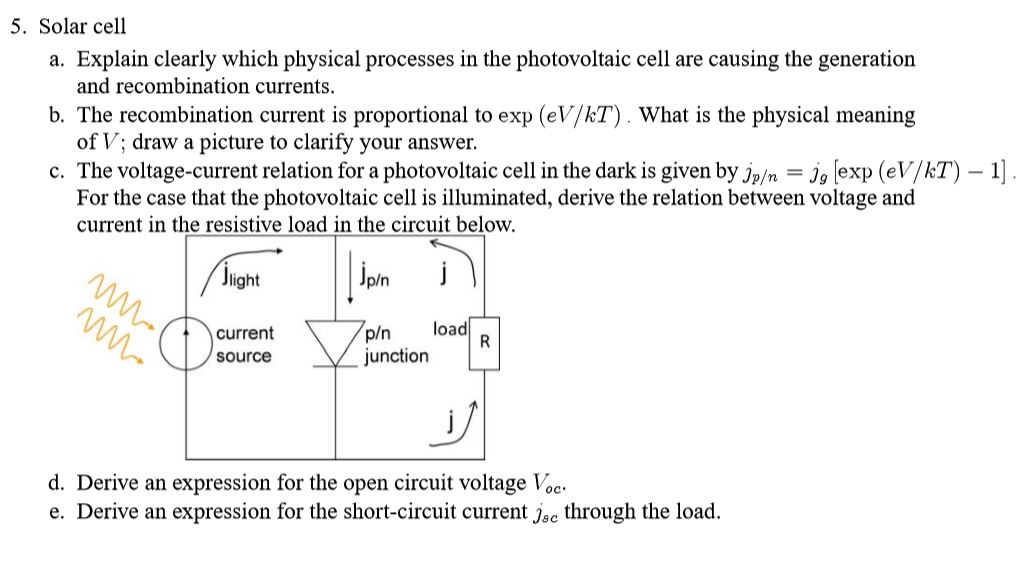 Solar cell a. Explain clearly which physical | Chegg.com