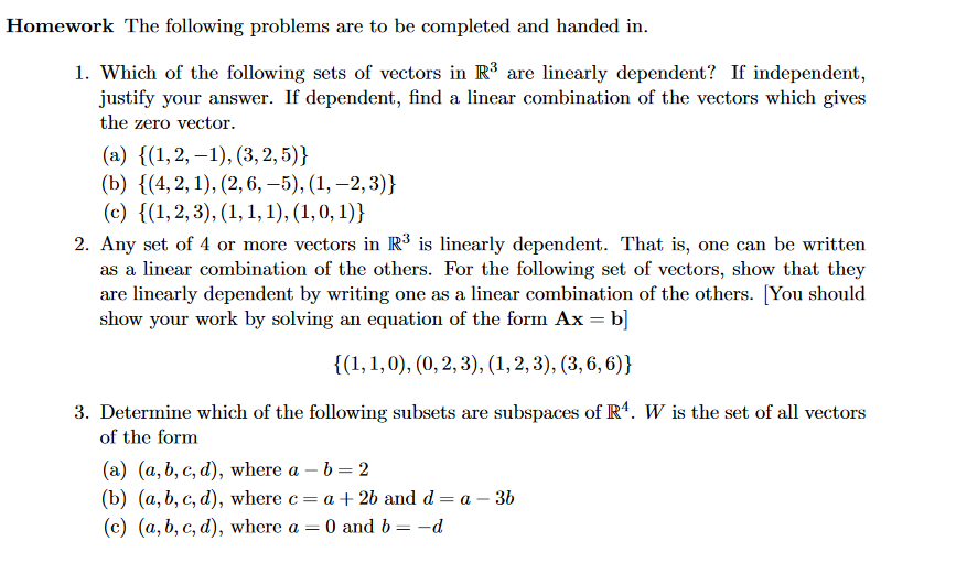 Solved Homework The following problems are to be completed | Chegg.com