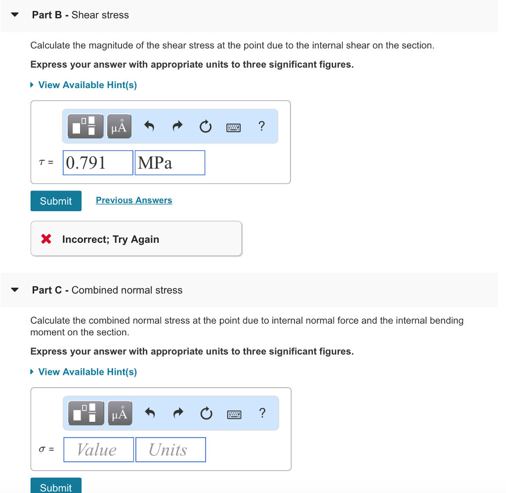 Solved Learning Goal: To calculate the normal and shear | Chegg.com