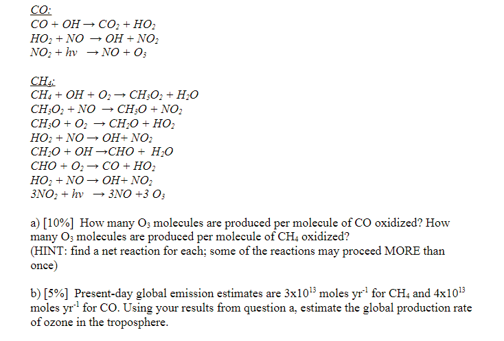 Solved CH a) [1096] How many O3 molecules are produced per | Chegg.com