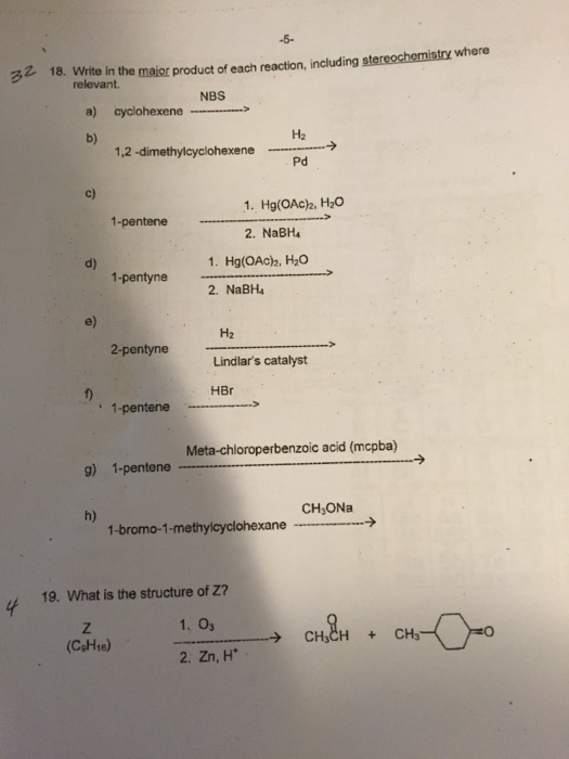 Solved g2 18. Write in the major product of each reaction, | Chegg.com