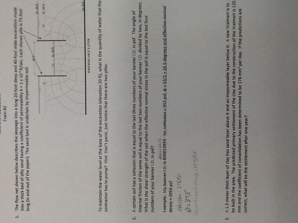 1 The Flow Net Shown Below Describes The Seepage Into Chegg