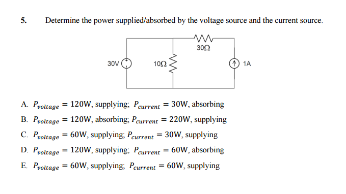 Solved Determine The Power Supplied/absorbed By The Voltage | Chegg.com