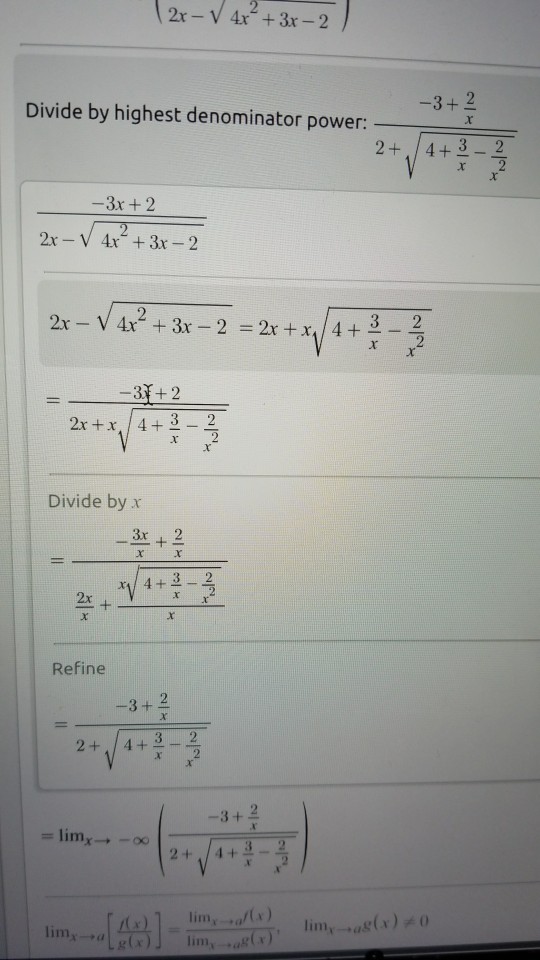 Solved Divide by highest denominator power: -3+2 274 -3x + 2 | Chegg.com