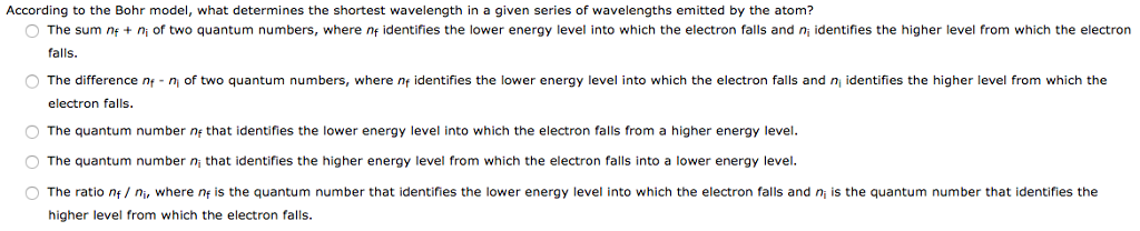 Solved According to the Bohr model, what determines the | Chegg.com