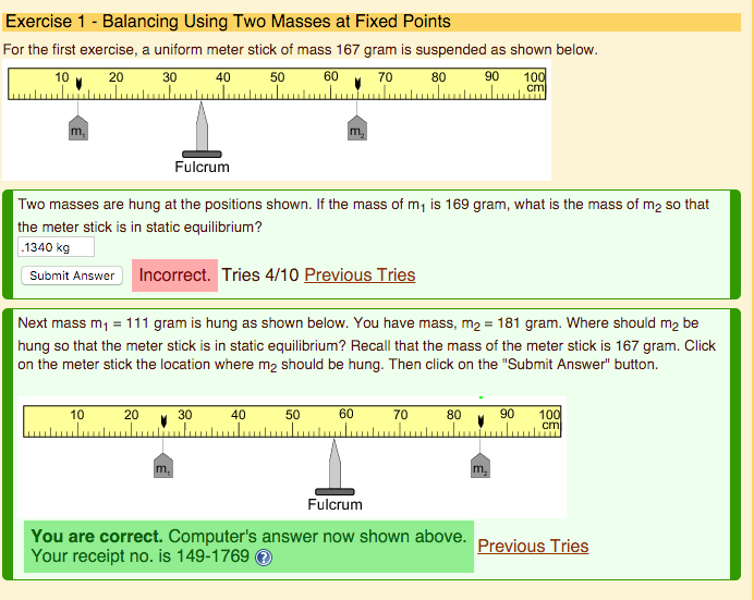 Solved For the first exercise, a uniform meter stick of mass