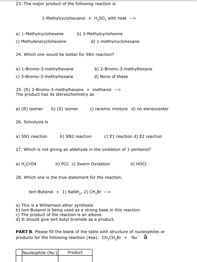 Solved The major product of the following reaction is | Chegg.com