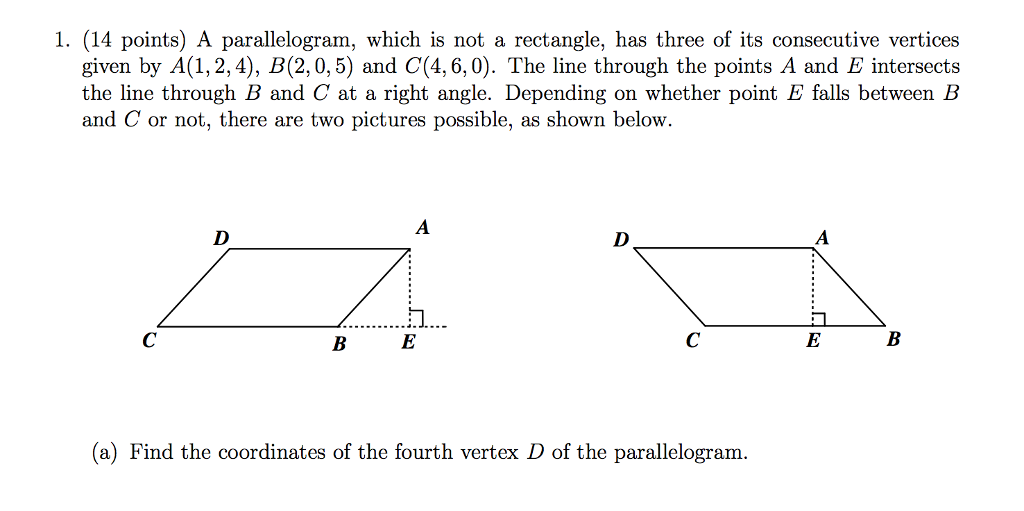 Solved A Parallelogram Which Is Not A Rectangle Has Three Chegg Com   PhpSVdV5R 