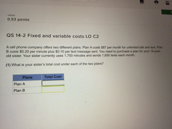 Solved A cell phone company offers two different plans. Plan