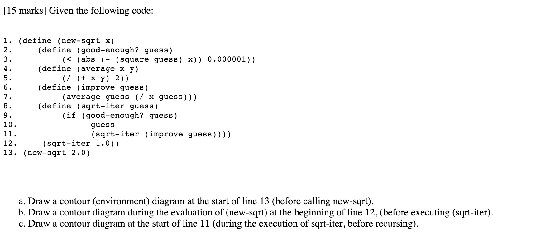 Given The Following Code Draw A Contour Chegg