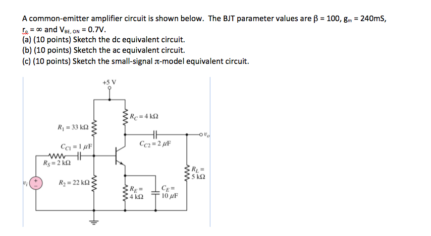 Solved A Common-emitter Amplifier Circuit Is Shown Below. | Chegg.com ...