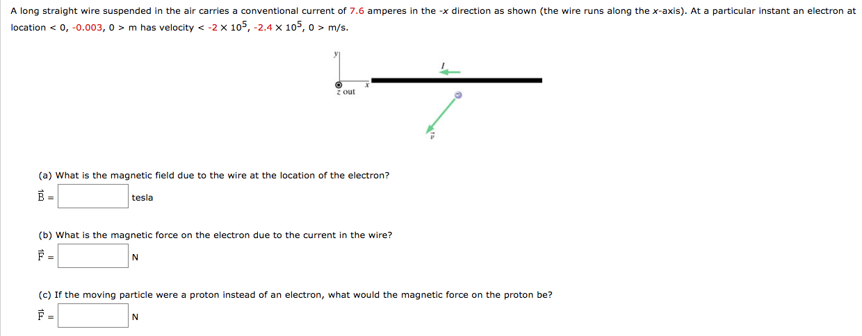 Solved A long straight wire suspended in the air carries a | Chegg.com