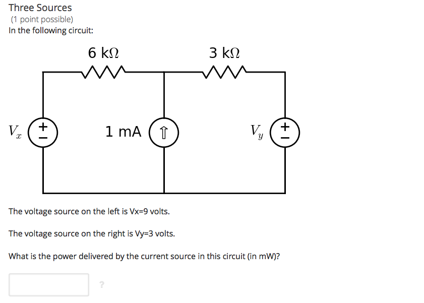 Solved Three Sources In the following circuit: The voltage | Chegg.com