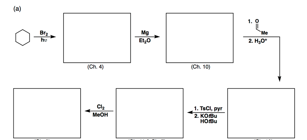 Solved 1. O Mg Et20 Br2 Me 2. H30* (Ch. 4) (Ch. 10) CI MeOH | Chegg.com