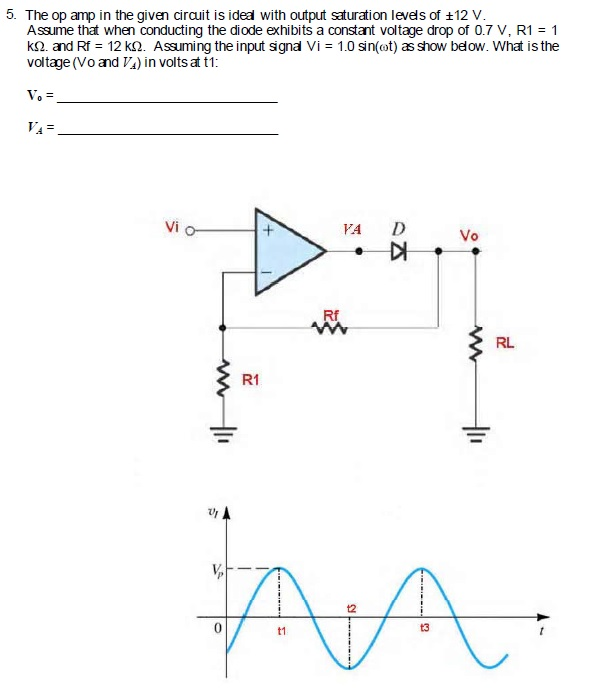 Solved 5. The op amp in the given circuit is ideal with