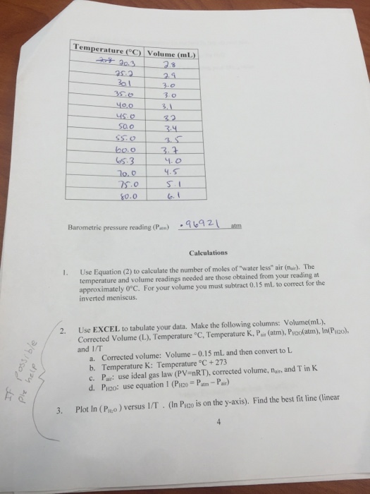 Barometric pressure reading (P_atm)_____atm Use