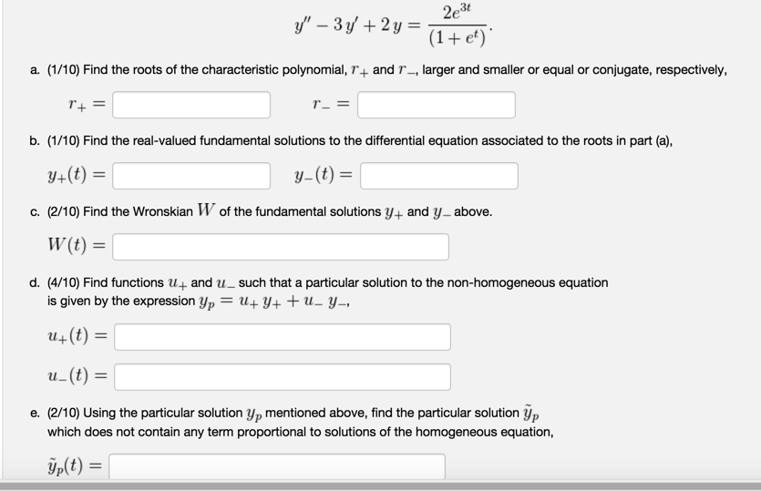 Solved Consider the differential equation y" + 3y' + 2y = | Chegg.com