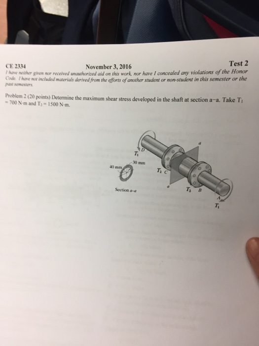 Solved Determine the maximum shear stress developed in the | Chegg.com