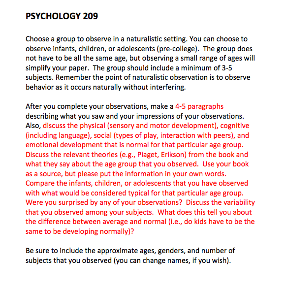 Solved PSYCHOLOGY 209 Choose a group to observe in a Chegg