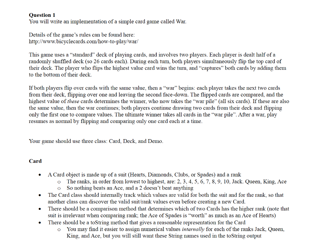 Solved Question 1 You will write an implementation of a | Chegg.com