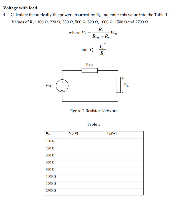 Solved Calculate Theoretically The Power Absorbed By RL And | Chegg.com