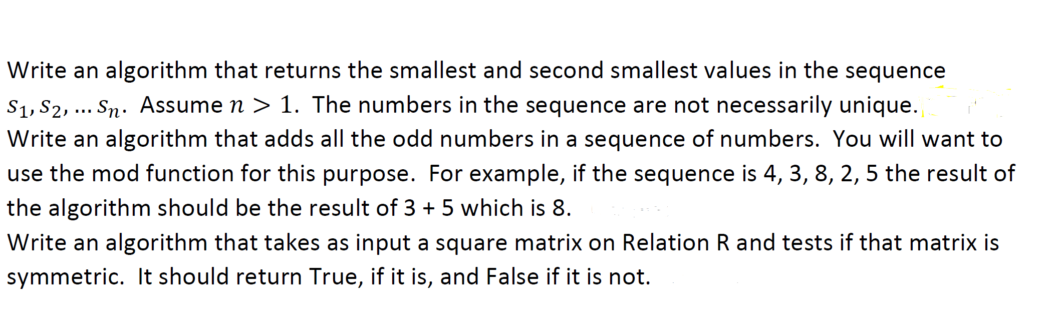 write-an-algorithm-that-returns-the-smallest-and-chegg