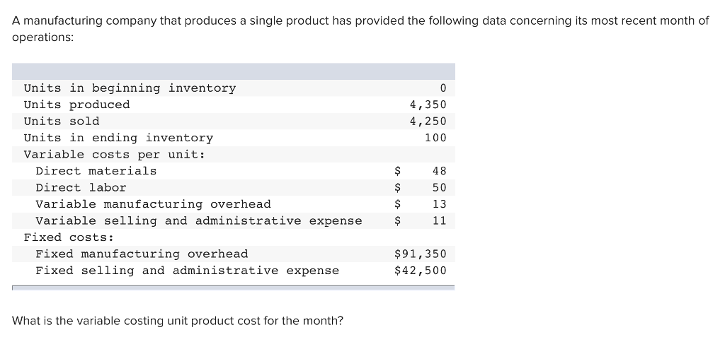 Solved A manufacturing company that produces a single