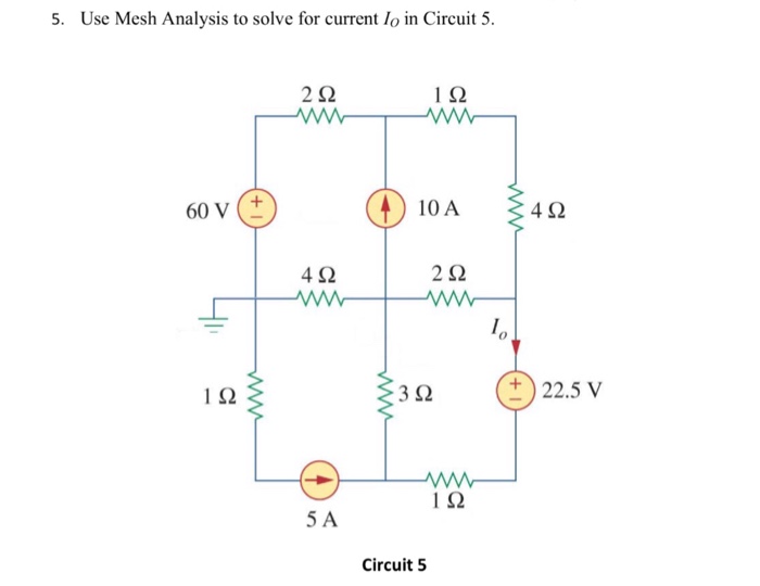 Solved Use mesh Analysis to solve for current i_o in circuit | Chegg.com