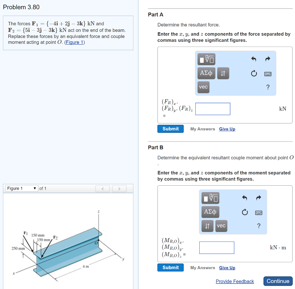 Solved Problem 3.80 Part A The Forces F,-{-41 + 2j-3k) KN | Chegg.com