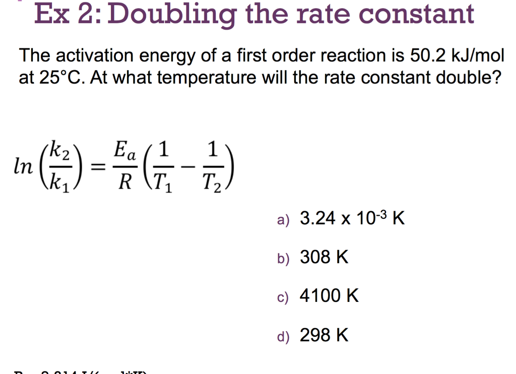 Solved The Activation Energy Of A First Order Reaction Is Chegg