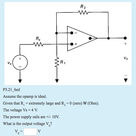 Solved Rs Vo V. P5.21_6ed Assume the opamp is ideal. Given | Chegg.com