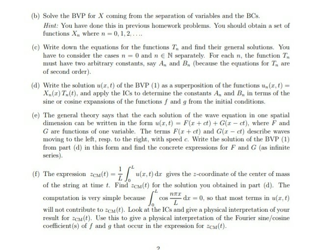 Solved Problem 2. [Wave equation with homogeneous Neumann | Chegg.com