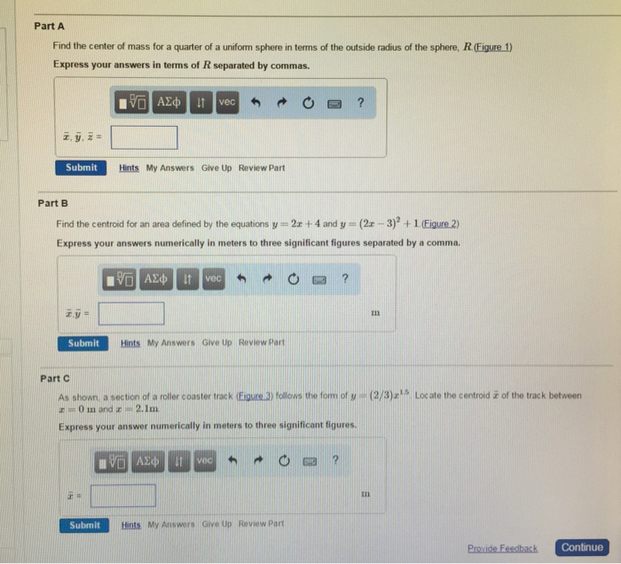 Solved Part A Find the center of mass for a quarter of a | Chegg.com