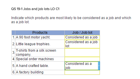 Solved Qs 19-1 Jobs and job lots LO C1 Indicate which | Chegg.com