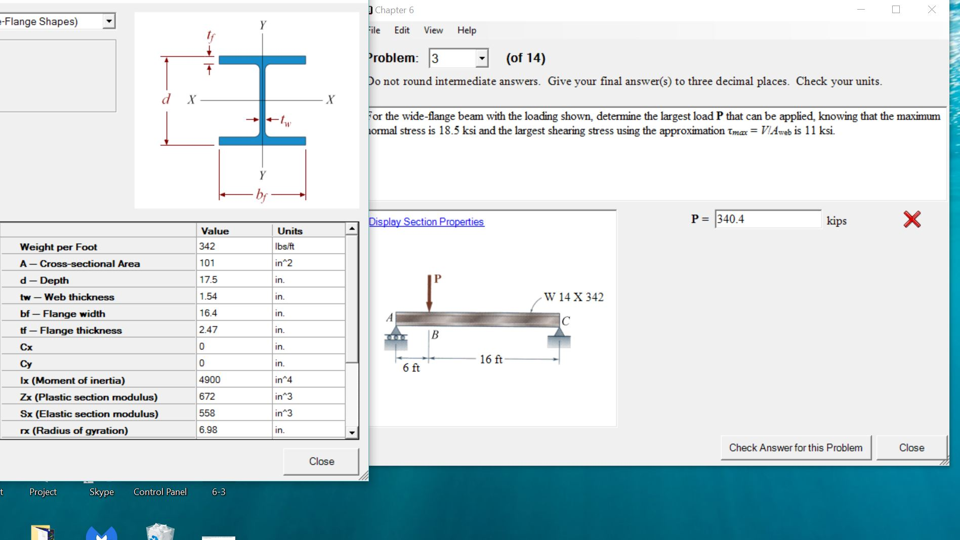 Solved For the wide-flange beam with the loading shown, | Chegg.com