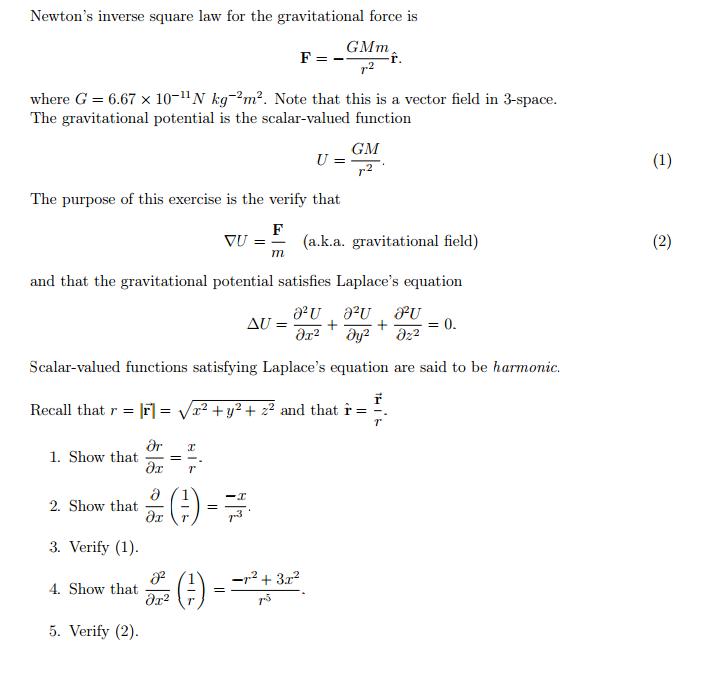 Solved Newton's inverse square law for the gravitational | Chegg.com